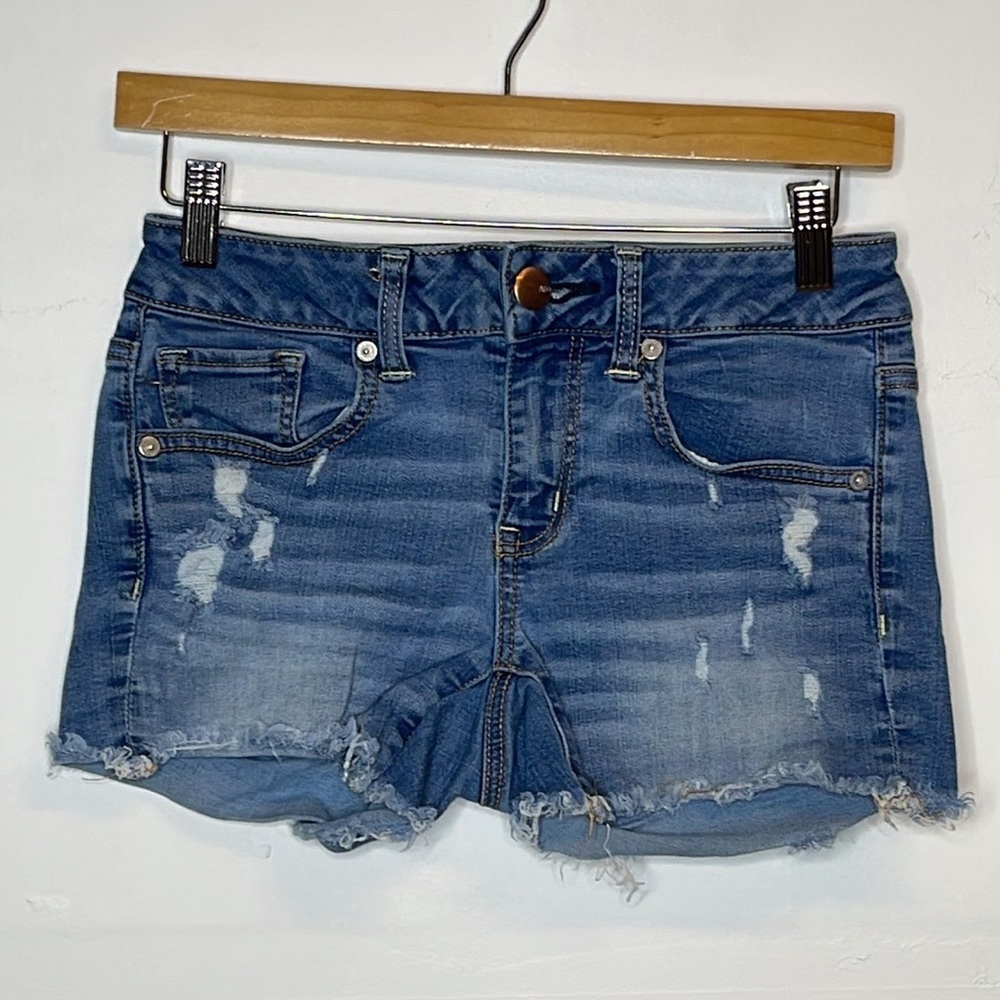American Eagle Outfitters Denim Midi Super Stretch Shorts